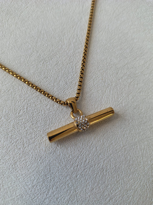 Golden T Bar Necklace