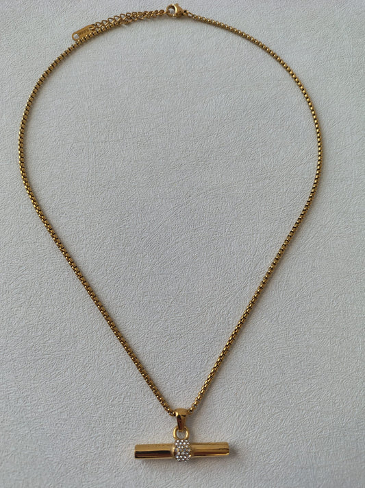 Golden T Bar Necklace