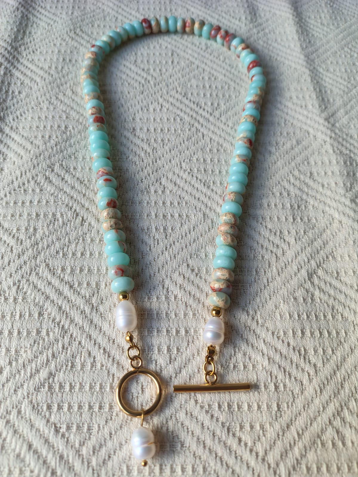 Natural Shoushan Stone Necklace with Freshwater Pearl